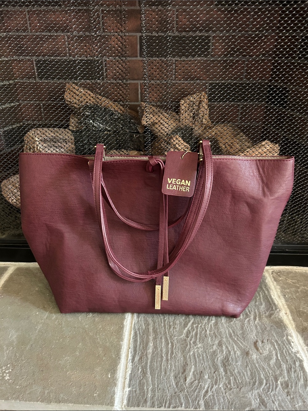 MMS Design Studio Burgundy Vegan Leather Tote